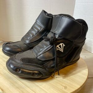 Vega Merge Motorcycle Boots Women's Size 10 Lace Up Velcro Straps Black